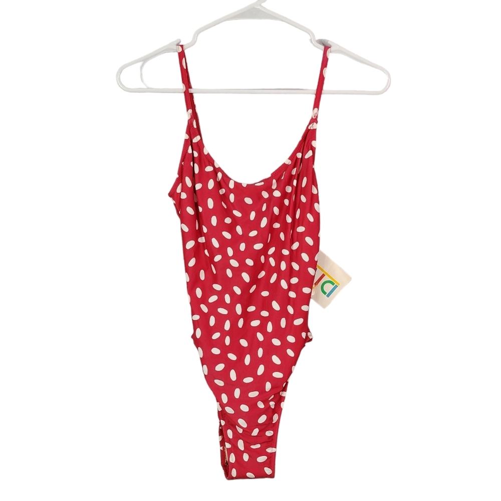Diva Studio Red Watermelon Seed Polka-Dot Pool Beach One Piece Swimsuit 6 NWT